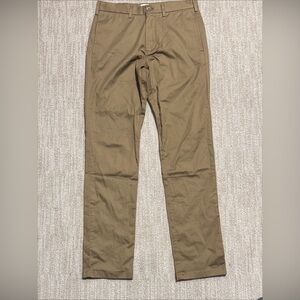 Baubax Mens 30x32 Slim Brown Bamboo Cotton Chino Pants Trousers Casual